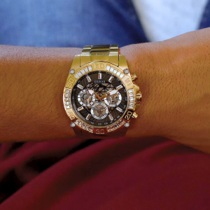 [Promo] Jam Tangan Pria Guess GW0390G2 Trophy Open Heart Black Dial Gold Stainless Steel Strap Original Garansi 2 Tahun [✔COD][100% Authentic]