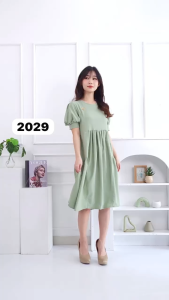 MEYDI Dress outfit simple lengan pendek elegan bahan Bublel spandek premium dress kekinian (29)