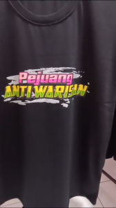 Kaos Oblong Hitam Motif Pejuang Anti Warisan Pakaian Atasan Pria Keren/Baju Distro Terbaru