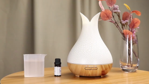 [Tặng Kèm Tinh Dầu] Máy Khuếch Tán Tinh Dầu Bình Hoa Tulip Vân Rạn Có Đèn 7 Màu Tùy Chỉnh Dung Tích 500ML