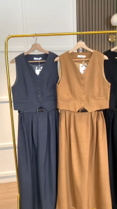 SET7307 Premium Set Vest + Maxi Skirt + Belt