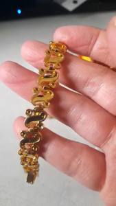 18k Gold Pawnable Saudi Gold Original Ladies Bracelet Genuine 24K Real Gold Good Luck Bracelet Flower Bracelet Fashion Jewelry for Mom and Girlfriend Birthday Gift