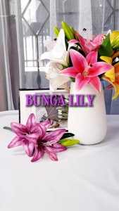 Bunga Lily Latex Cabang 3 Artificial/Bunga Lily Palsu/Bunga Lily Hias Buket [NK-127]