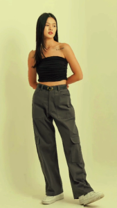 Celana Kulot Cargo Wanita Highwaist Jumbo 100 KG Katun Strech Import