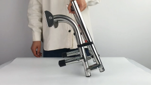 Folding Boat Ladder Stainless Steel 3/4 Step Telescoping Boat Boarding Ladder With Rubber Grips