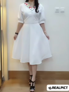 JESS Dress Blazer Putih Bordir - Midi Dress - Dress Korea - Dress Casual Formal Pesta