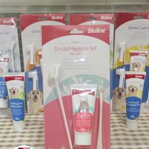 Bioline Dental Care Set odol kucing Pasta Gigi / Sikat Gigi Rasa Keju 50g untuk Set Kebersihan Gigi Kucing