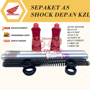 KOMPLIT PAKET AS SHOCK DEPAN BEAT FI SCOOPY FI AS SHOCK DEPAN VARIO 110 FI VARIO 125 DAN 150 OLD/NEW AS SHOCK BREAKER / BREAKER SOK DEPAN / SHOK SEKOK PIPA / PAKETAN / SEPAKET SEAL SHOCK + SEAL ABU / TUTUP DEBU ATAS + OLI SHOK KIRI KANAN + PER
