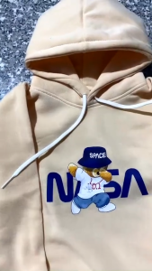 Áo Hoodie Trẻ Em Ép Nhiệt Hình Gấu NASA đơn giản dễ thương dành cho bé chất vải nỉ cotton mềm mịn