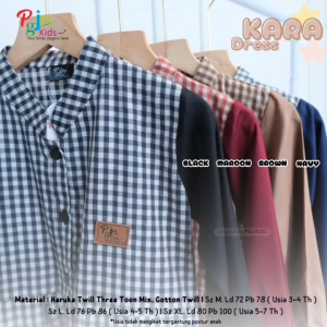 COD Dress Katun Panjang Motif Kotak Kotak Anak Perempuan Usia 3-7T Karaa Dress