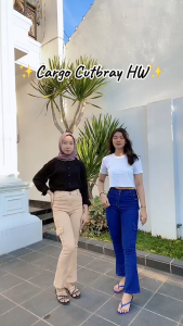 Celana Cargo Cutbray Stretch Highwaist Jeans Big Size Jumbo 27-42