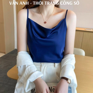Áo hai dây lụa nữ cổ đổ mặc trong vest chất vải satin cao cấp thoáng mát khi mặc - VannhShop AO0036