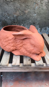 Chậu Đất Nung Con Thỏ 12x10x10cm Decor - KT 12x10x10cm- Trồng Sen Đá - Xương Rồng- LỖI 1 ĐỔI 1