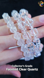 Collectors Grade Faceted Clear Quartz Bracelet (Milky Himalayan Cube)