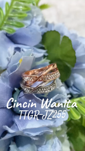 Cincin Tino Tino JZ255 Zirkonia Elegan Berlapis White Gold/Rose Gold/Platinum