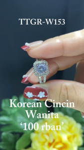 Cincin Moissanite Emas White Elegan Adjustable W153 - Kristal Permata Imitasi Berkualitas Tinggi