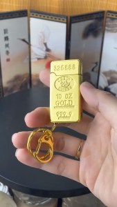 [HCM] Bật Lửa Gas Móc Khoá Kim Loại Hình Thỏi Vàng