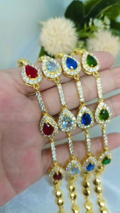 Gelang Rantai Bangle Zircon Warna Untuk Wanita Dewasa Terbaru Gelang Kendari Lapis Emas 18K Gold Wanita Batu Kristal Crystal Warn Xuping Bracelet