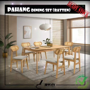 **NEW PRODUCT** PAHANG RATTEN WOODEN DINING SET / SET MEJA MAKAN ROTAN KAYU / MUJI / 4 KERUSI / 6 KERUSI / JESS CY