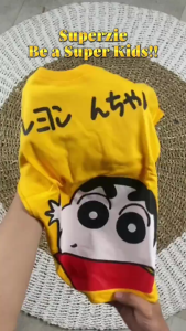 Kaos Anak Laki laki Gambar Kartun Sincan kuning Mustard Umur 1-13 Tahun