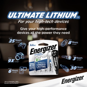 Energizer Ultimate Lithium AA Batteries (1 Card 2 pcs)