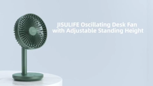 JISULIFE Desk Fan Wireless Fans Table Portable USB Stand Extendable 8000mAh Battery Type C Fast Charging 5 Fan mode