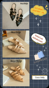 Sandal Pesta Wanita Hak Rendah Slip On Flat Shoes