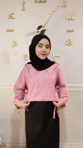 Kima Blouse Collar Polo Linen Busui Korean Style