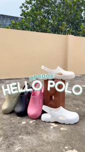 Hello Polo ผู้หญิง รัดส้นหัวโต เบาสบาย กันลื่น รองเท้านิ่มเหยียบอึ แฟชั่นฤดูร้อน กลางแจ้ง เล็กน้อย รูปแบบ เหมือนเหยียบ HP8008