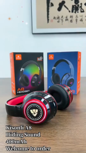 KISONLI Wireless Headphone Gaming Headset Bluetooth 5.0 Wireless Headphone A8 With Colorful Light & Stereo Bass