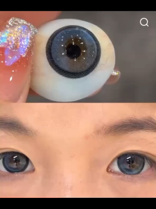 [NEW】Mrs.H 2Pcs Graded(0~-8.00) Explosive blue Grey Colored Contact Lens With Power 0.00-8.00 Big Eyes Natural Lens Yearly Use 14.00-14.5mm