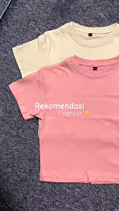 Kaos Polos Crop Top Oversized Premium Cotton Combad | Baju Kaos Wanita