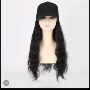 【COD&Spot goods】50cm Long Curly Hair Cap With Wig Hat Wigs Black Water Ripples Hat wig Baseball Cap Wig with wig hair extensions 4 Colors Long Water Ripples Baseball Cap Wigs Straight Hair Cap Wig Summer Fashion Wig Beige Black Hat