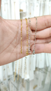 Lắc chân titan nữ trắng vàng không gỉ dây mắt xích không mặt cá tính có dây size tùy chỉnh khi mang hjhjshoptrangsuc