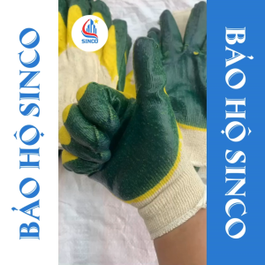 Găng tay bảo hộ găng tay phủ sơn 2 lớp vàng xanh Bảo Hộ Sinco co giãn Freesize găng tay bền bỉ bảo vệ vững chắc.