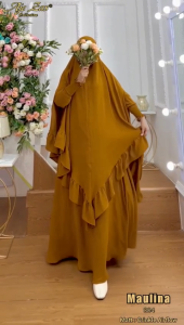 BISA COD One Set Gamis Syari Non Pet Kode MAULINA Bahan Kringkel Premium By Ory AjeZas Collection