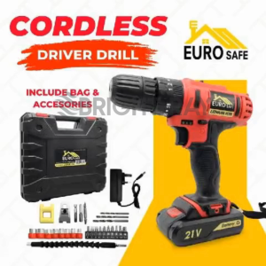 Eurosafe 21V Cordless Drill Portable Drill Impact Drill Cordless Screwdriver Hand Drill with LED Work Light ES-1026RD