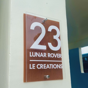 LE Acrylic House Number Address Double Warm Wood Burnt Orange A4 8.3 x 11.7 in (3mm) w/ bolts