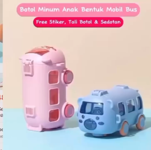 Botol Minum Anak Lucu Bentuk Mobil Bus Beruang 700ml Botol Minum Anak Flip Top Bus Mainan HX 3026