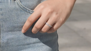 EAMTI 2mm 925 Sterling Silver Wedding Band & Cubic Zirconia Half Eternity Stackable Engagement Ring