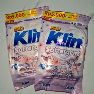 Promo Hemat 2 pcs Soklin 5000 215g Detergen Bubuk - Detergen + Softener