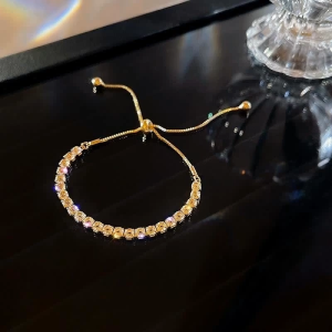 Korean Crystal Bracelet Light Luxury Zircon Bracelet Female Simplicity Adjustable Hand Jewelry Accessories Gift
