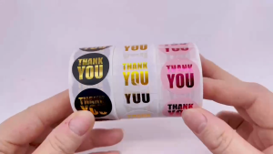 Sticker Label Thank You Decorative Polymas Foil 25 cm/ 500 pcs/ Roll
