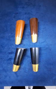 (3/4/5/6) Ice Cream Cone Leg Sofa Wood Leg Furniture DIY (FREE Metal Plate+Screw) (JE-812-Gold Feet)