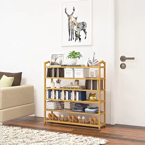 Bamboo Shoe Rack Multifunctional Organizer Shoe Rack Multi-layer Dustproof Home Door Storage Rack Rak Kasut Bertingkat 多层鞋架置物
