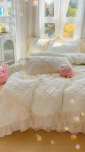 Fiona Cotton 100% 5 in 1 princess style bedsheet set wedding birthday present for girl