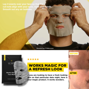 LUMIN | Weekly Reboot Face Mask (10 Pack) Restores Moisture &Rrejuvenates Skin Tone Niacinamide Hyaluronic Acid