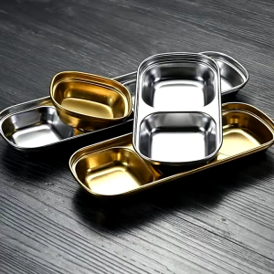 Tempat Sambal Kecap Saus Stainless Steel Wadah Bumbu Serbaguna Kitchen Plate Sauce Dish