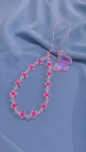 Tali Gantungan HP Chain Pearl Butterfly Transparant