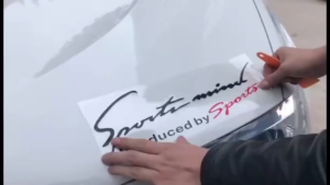 Decal tem chữ Sport mind produced by Performance dán capo thân xe ô tô dùng để trang trí